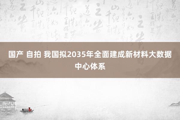 国产 自拍 我国拟2035年全面建成新材料大数据中心体系