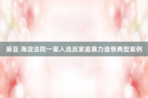 麻豆 海淀法院一案入选反家庭暴力造孽典型案例