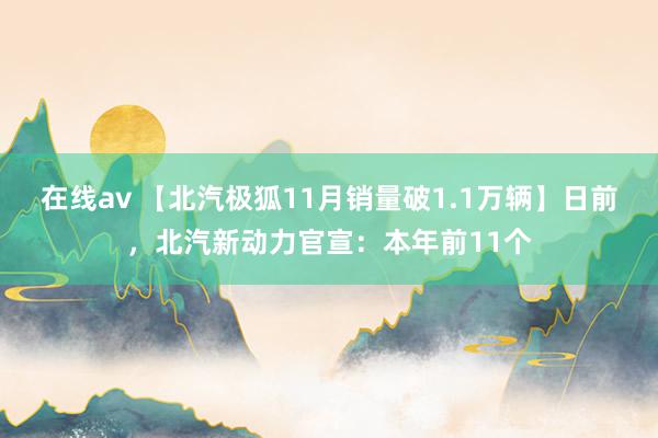 在线av 【北汽极狐11月销量破1.1万辆】日前，北汽新动力官宣：本年前11个