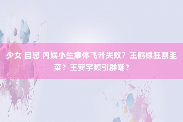少女 自慰 内娱小生集体飞升失败？王鹤棣狂割韭菜？王安宇频引群嘲？