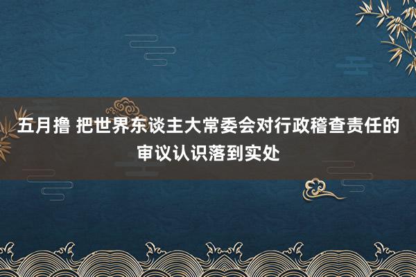 五月撸 把世界东谈主大常委会对行政稽查责任的审议认识落到实处