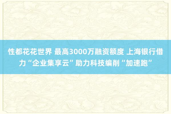 性都花花世界 最高3000万融资额度 上海银行借力“企业集享云”助力科技编削“加速跑”