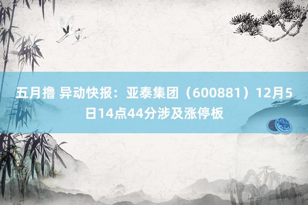 五月撸 异动快报：亚泰集团（600881）12月5日14点44分涉及涨停板
