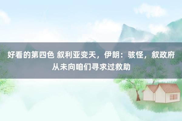好看的第四色 叙利亚变天，伊朗：骇怪，叙政府从未向咱们寻求过救助