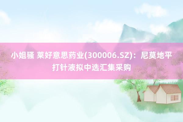 小姐骚 莱好意思药业(300006.SZ)：尼莫地平打针液拟中选汇集采购
