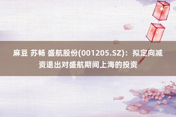 麻豆 苏畅 盛航股份(001205.SZ)：拟定向减资退出对盛航期间上海的投资