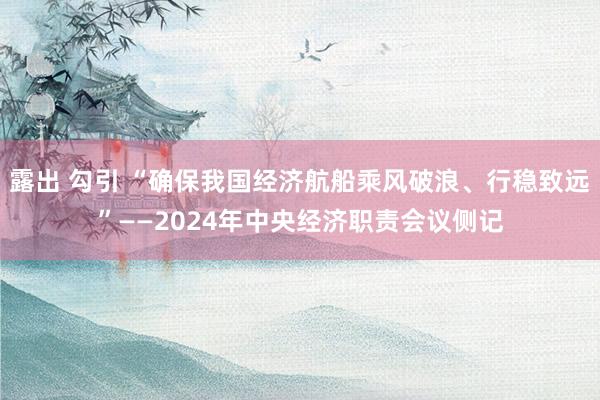 露出 勾引 “确保我国经济航船乘风破浪、行稳致远”——2024年中央经济职责会议侧记