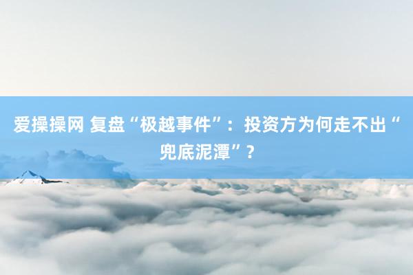 爱操操网 复盘“极越事件”：投资方为何走不出“兜底泥潭”？