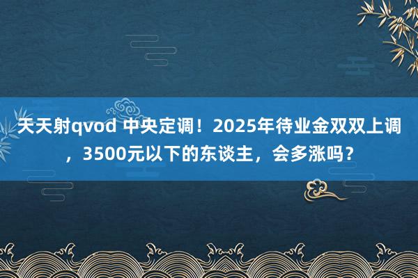 天天射qvod 中央定调！2025年待业金双双上调，3500元以下的东谈主，会多涨吗？