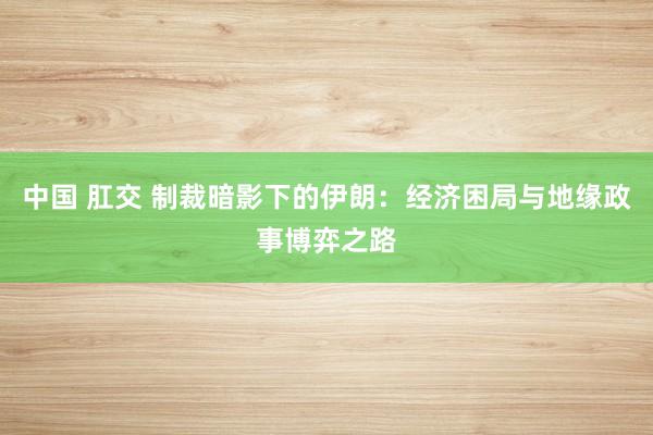 中国 肛交 制裁暗影下的伊朗：经济困局与地缘政事博弈之路