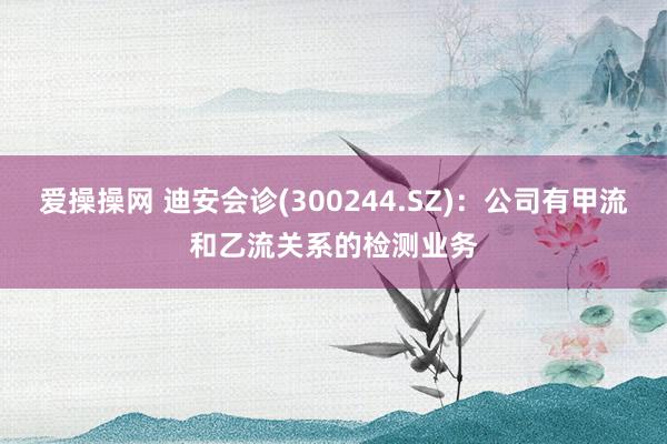 爱操操网 迪安会诊(300244.SZ)：公司有甲流和乙流关系的检测业务
