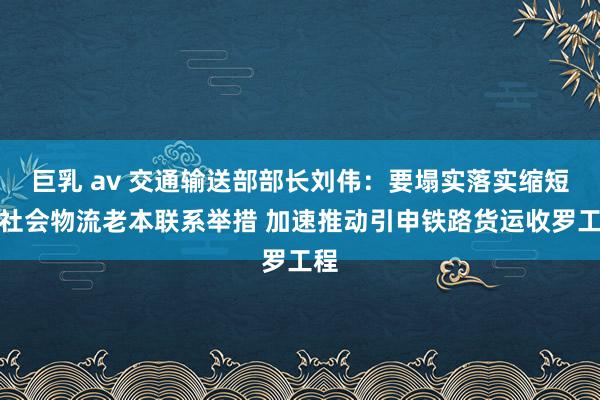 巨乳 av 交通输送部部长刘伟：要塌实落实缩短全社会物流老本联系举措 加速推动引申铁路货运收罗工程