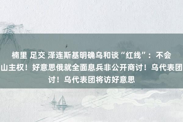 楠里 足交 泽连斯基明确乌和谈“红线”：不会承认俄占河山主权！好意思俄就全面息兵非公开商讨！乌代表团将访好意思