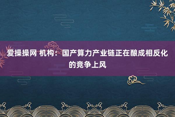 爱操操网 机构：国产算力产业链正在酿成相反化的竞争上风